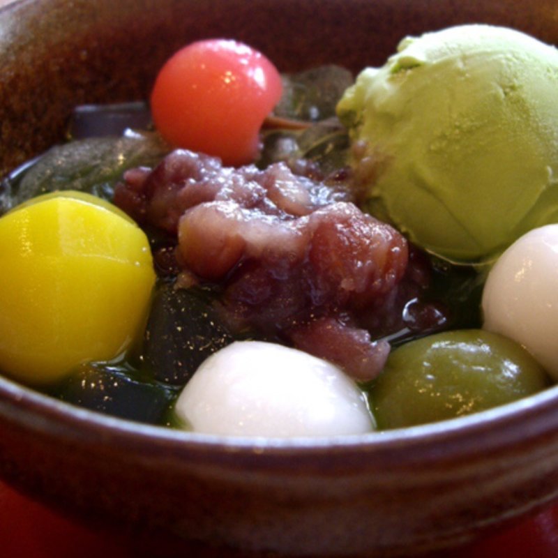 抹茶あんみつ(嵐山さくら餅 稲 （あらしやまさくらもち いね）)
