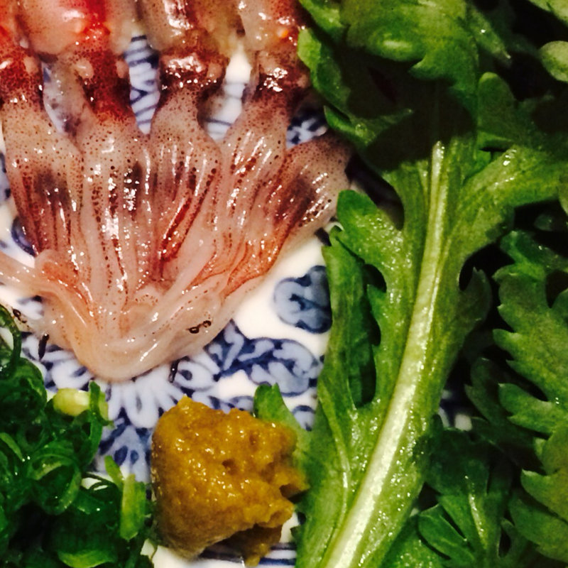 懐石特別コース 蛍烏賊と春菊のしゃぶしゃぶ(北新地君しま)