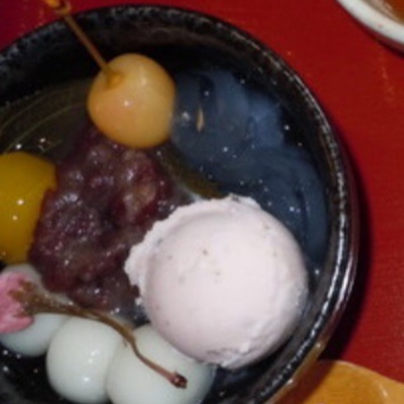 さくらあんみつ(嵐山さくら餅 稲 （あらしやまさくらもち いね）)