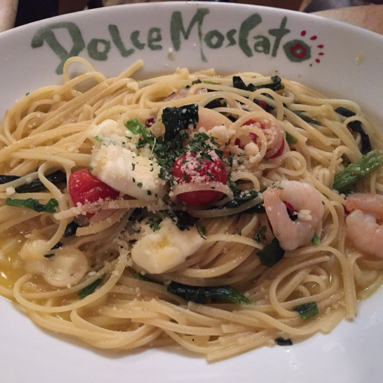 エビとほうれん草のアーリオオーリオ ドルチェモスカート 心斎橋店 Dolce Moscato の口コミ一覧 おいしい一皿が集まるグルメコミュニティサービス Sarah