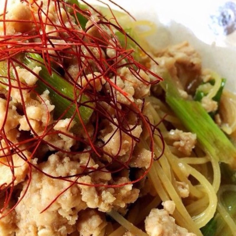 とりミンチと白ネギの和風オイルパスタ(カフェ ド ガモヨン （café de GAMOYON）)