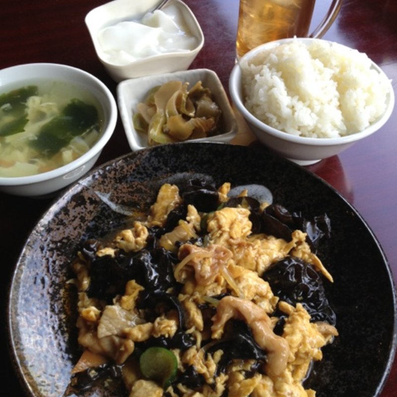 豚肉と卵とキクラゲの炒め定食(天府酒家 池袋店)