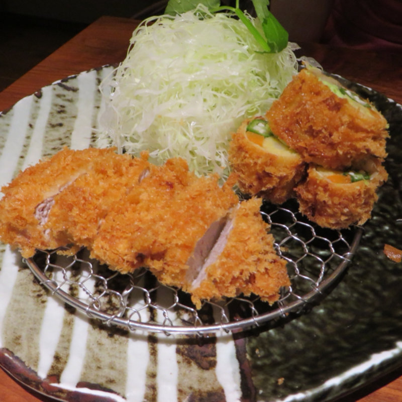 オクラと枝豆、人参の湯葉k巻きかつとヒレカツ膳(名代とんかつ かつくら 三条本店 （なだいとんかつ かつくら）)
