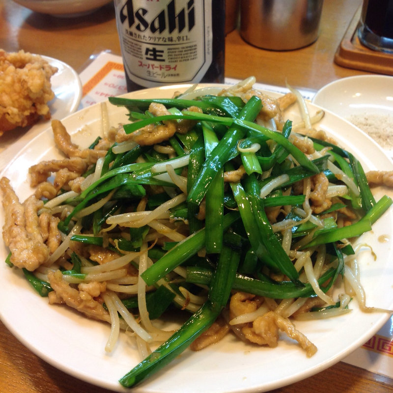 ニラもやし炒め(ラーメンおか田 杉栄店)