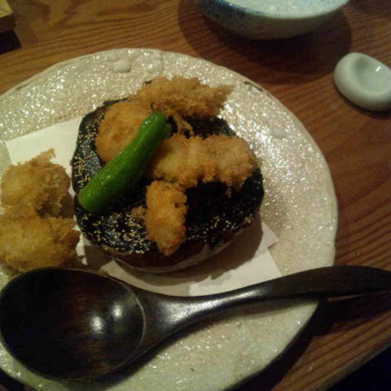 丸茄子田楽 鱧フライ(活水料理 やまと 楽)