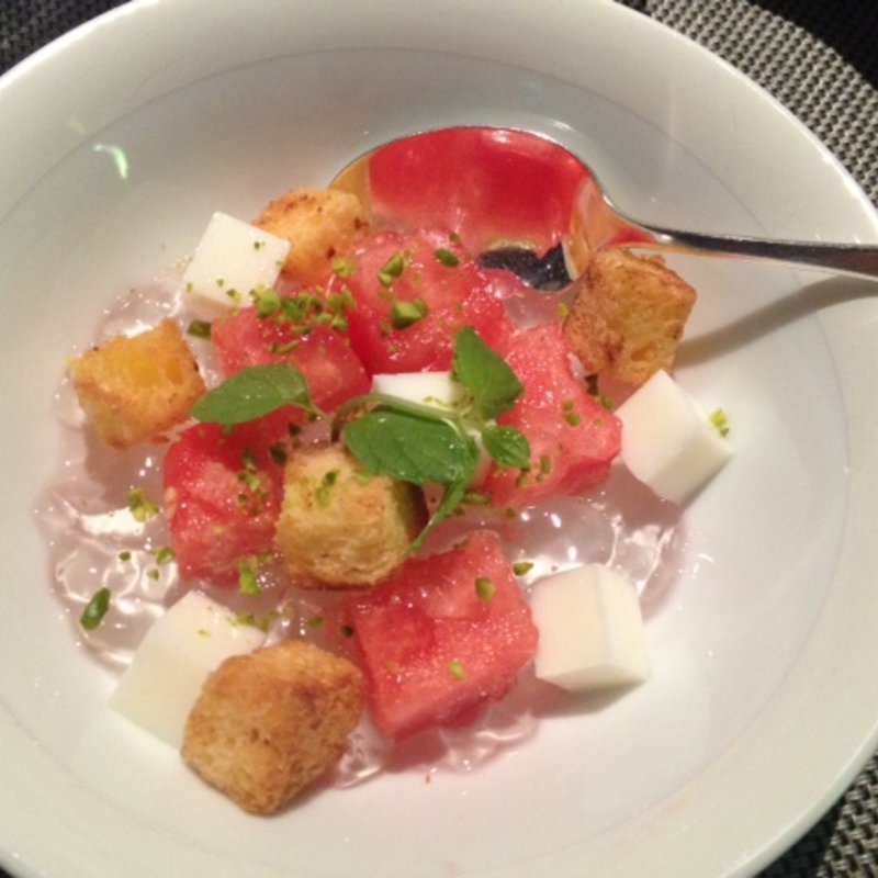 スイカライチのゼリー　ブリオッシュ添え(オールデイダイニング フレンチ キッチン)