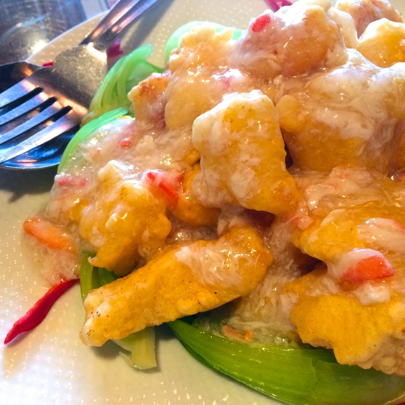 ホタテと白身魚のカニ肉あんかけ(媽媽厨房)