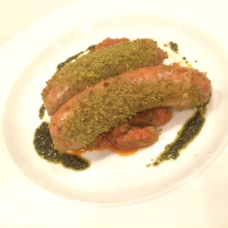 二ンニクと豚皮入りソーセージの香草パン粉焼き ラタトゥイユ添え(OGINO （オギノ）)