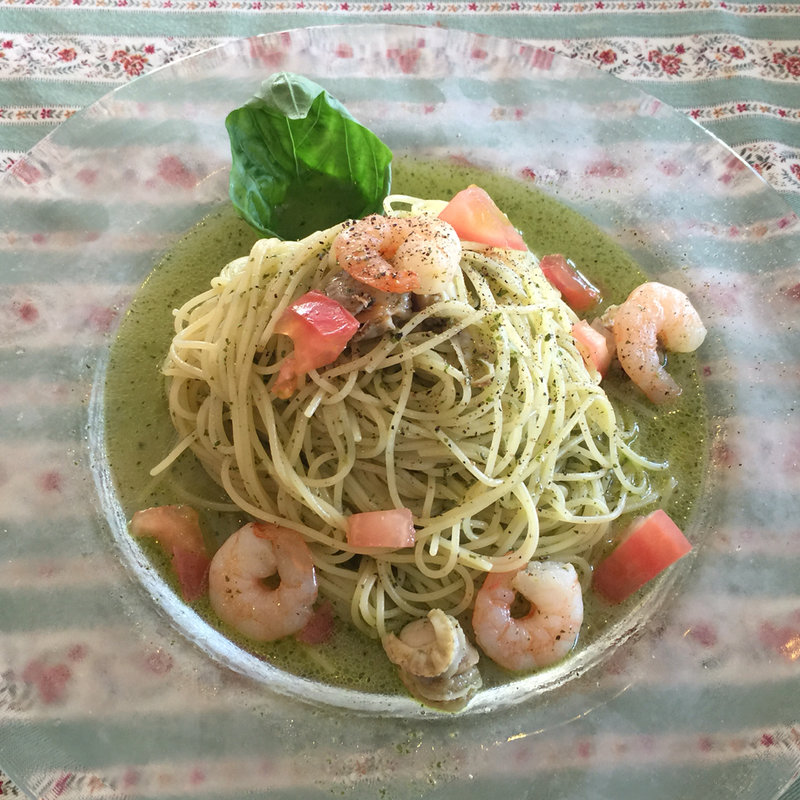 冷製バジルソースのシーフードパスタ(ココチーノ 越谷西口駅前店 )