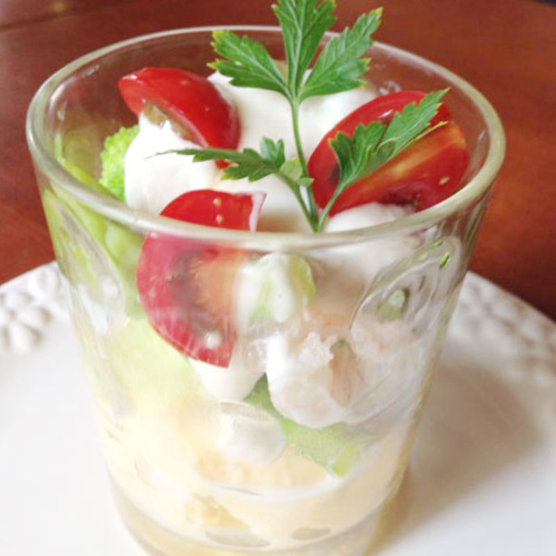 冷製洋風茶碗蒸し（夏野菜と小エビのクリームソース）(あきん )