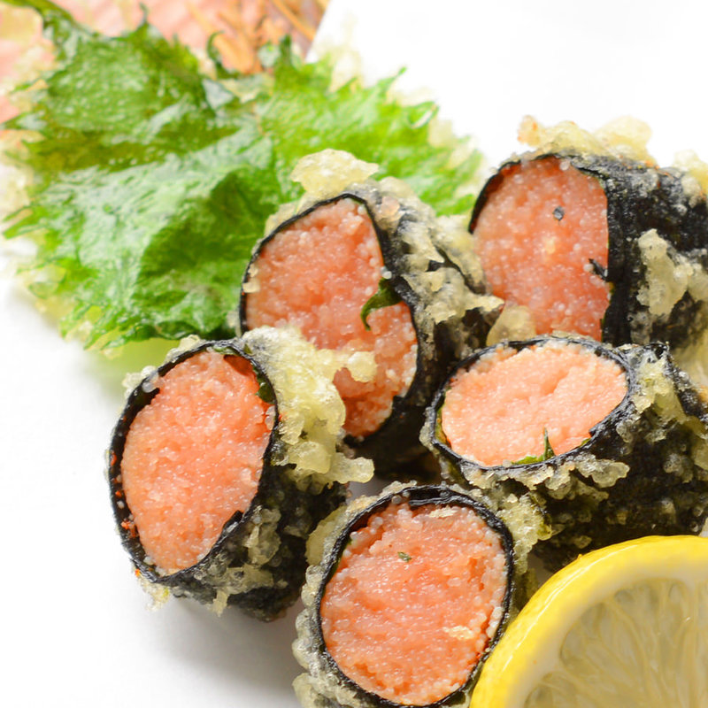 明太とシソの天ぷら(やきとんうまいもん横丁まるたか 北千住店)