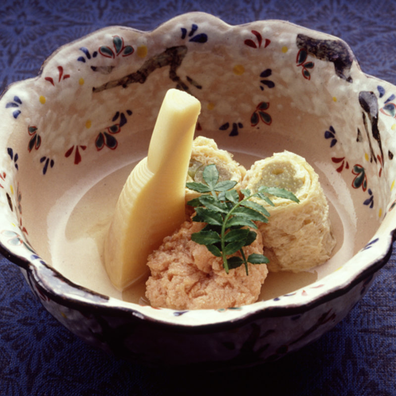 たけのこのあんきも添え(花懐石ふる林)