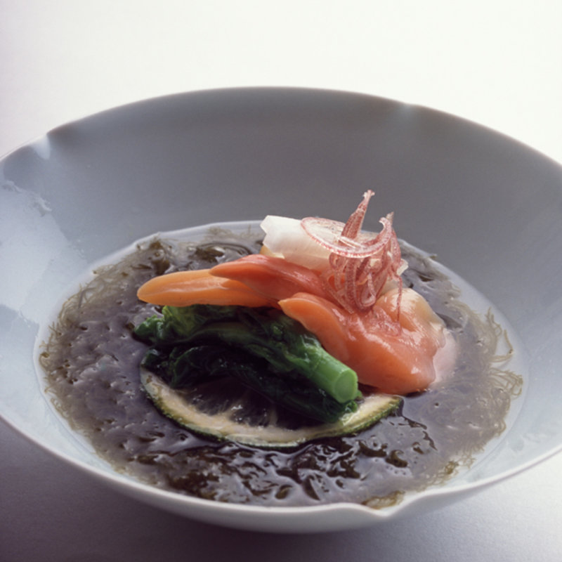 ホッキ貝ともずく酢(花懐石ふる林)