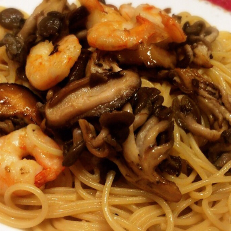 小海老とキノコのスパゲッティ(ハシヤ)