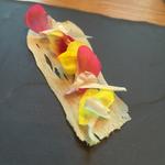 GINGER, FLOWERS AND YOGHURT CANAPE