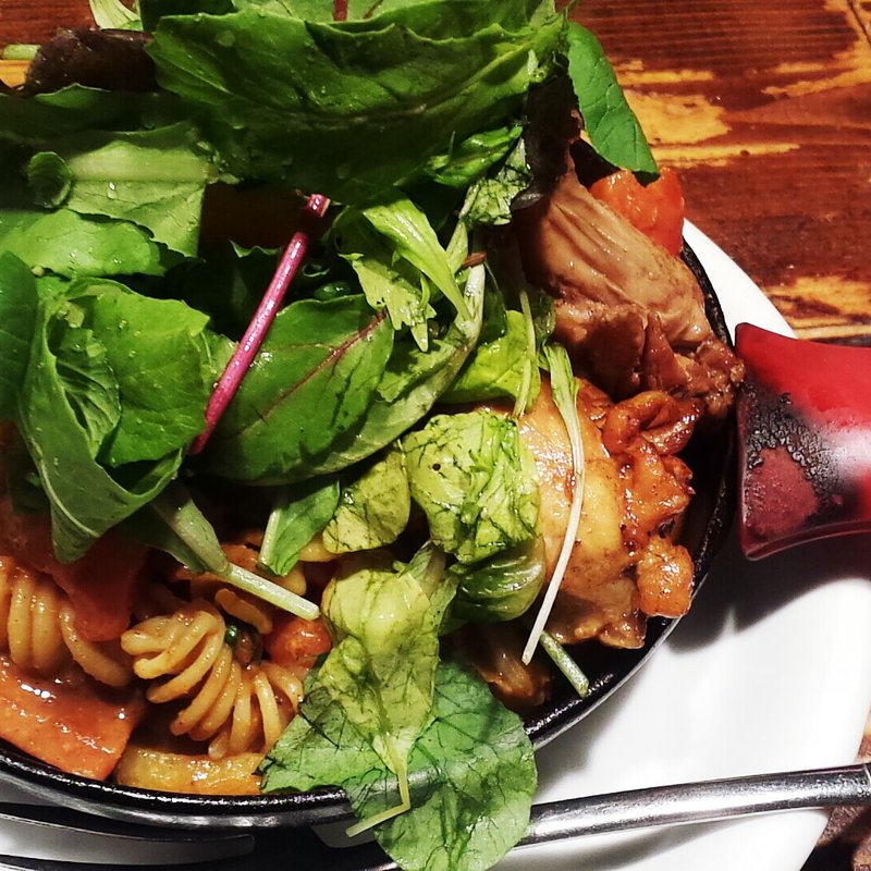 一日分の野菜カレー+完全食セット+パスタ(野菜を食べるカレーcamp 代々木本店)