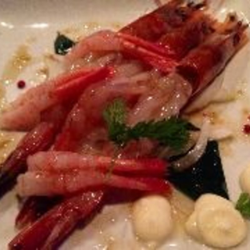 赤海老と甘エビのカルパッチョ(炭火炙り焼と地酒　いぶしぎん 千葉店 )