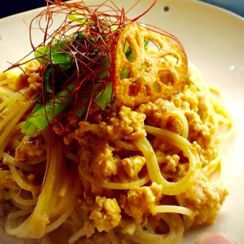 とりミンチピリ辛味噌醤油クリームパスタ(カフェ ド ガモヨン （café de GAMOYON）)