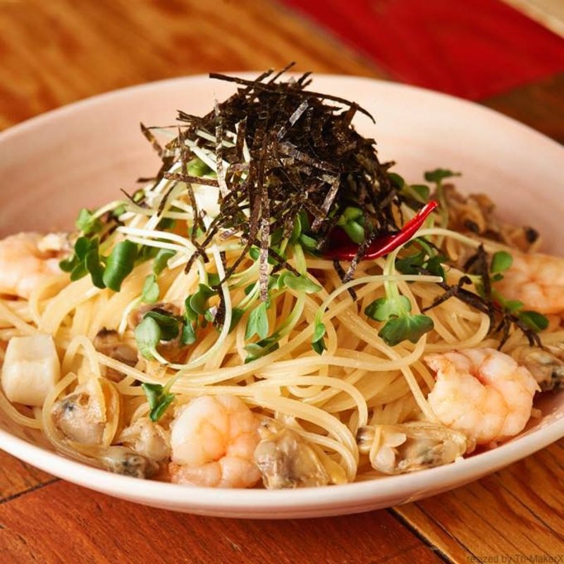 あさりと海老の塩バターパスタ(千葉っ子ダイニング ペコリ)