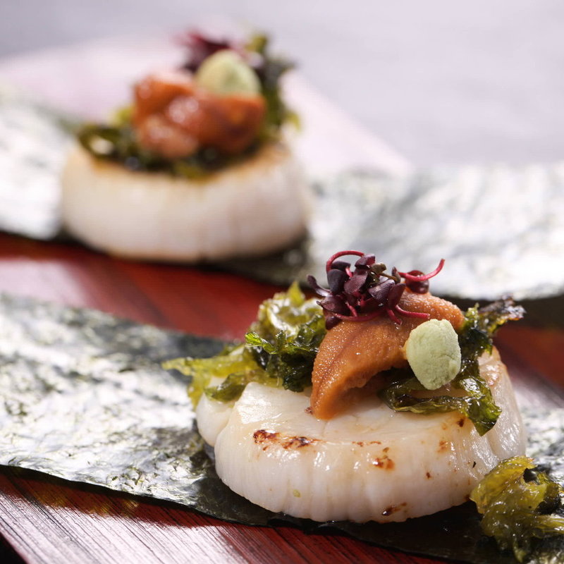 帆立と雲丹の磯部焼き(音波 （おとは）)