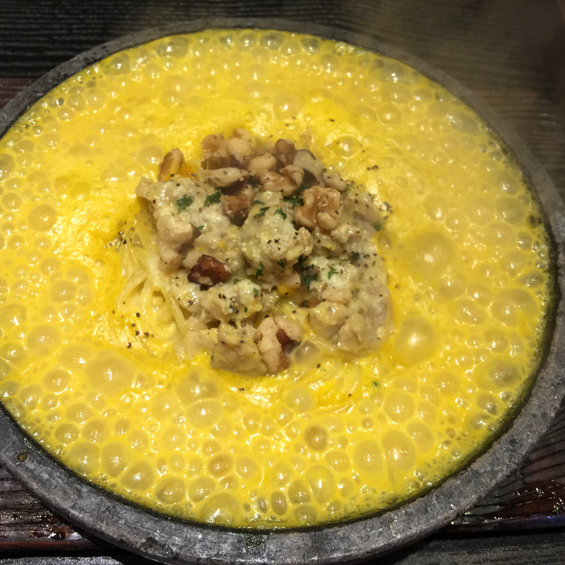 イベリコ豚ミンチと甘〜いカボチャとクルミのクリームパスタ(石焼生パスタ 蔵之助 )