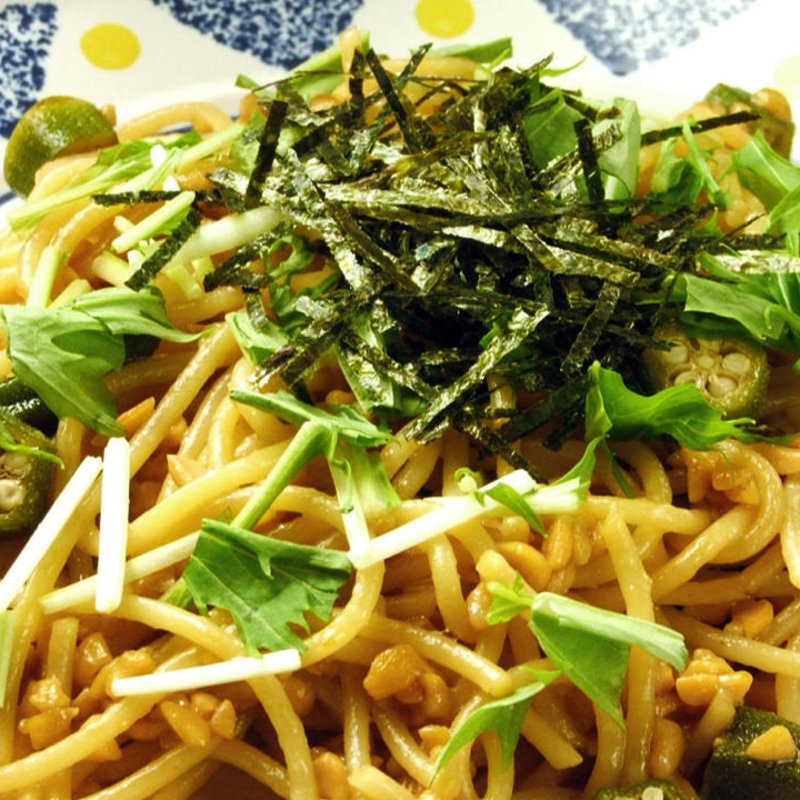 納豆とオクラの和風パスタ(6sense千葉駅前店)