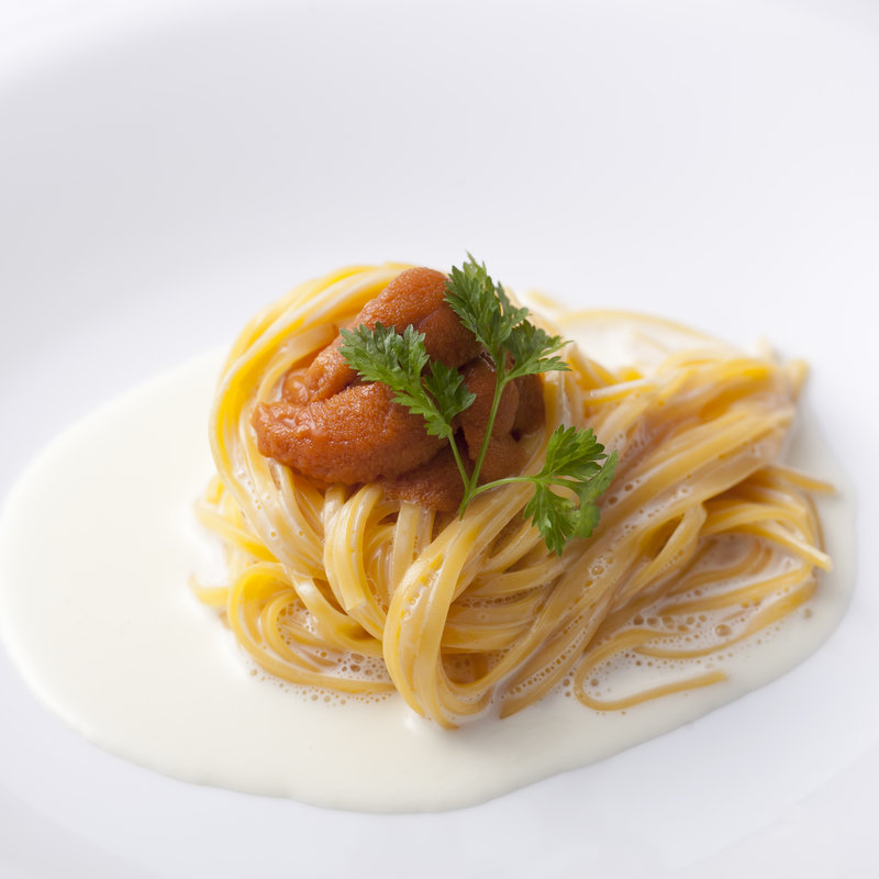 函館から届いた帆立と生ウニのクリームソース　リングイネ(リストランテ イル バンビナッチョ)