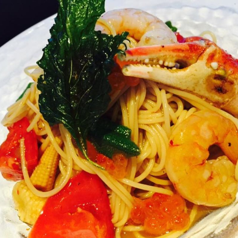 夏野菜と魚介の和風冷製ペペロンチーノ(下町DINING&CAFE THE sea)