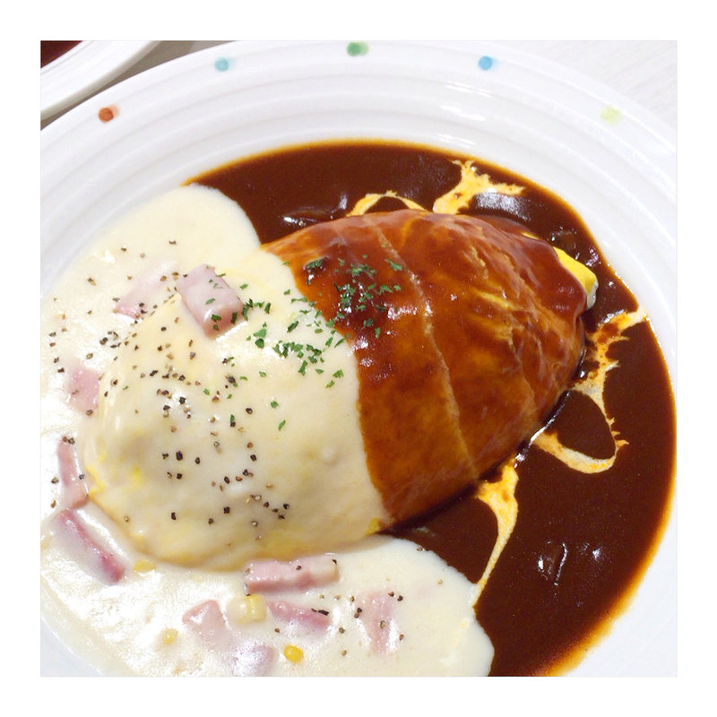 ハヤシソース&ベーコンチーズクリームソースオムライス(ポムの樹 相鉄ジョイナス店)