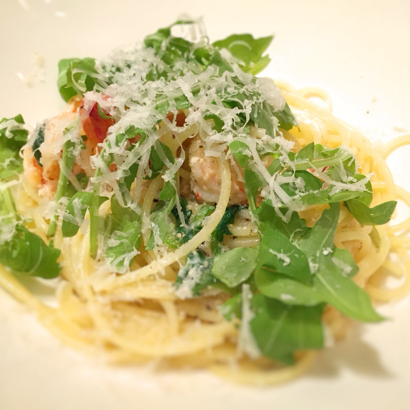 海老とルッコラのペペロンチーノ(Salt Water by David Myers)