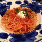 サルシッチャとイタリアンそら豆　ドライトマトのスパゲティ