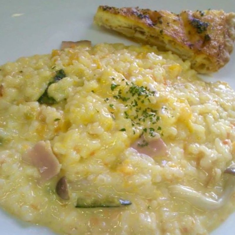 ベーコンとカボチャのリゾット(ｃａｆｅＳｈｅｅｐ)