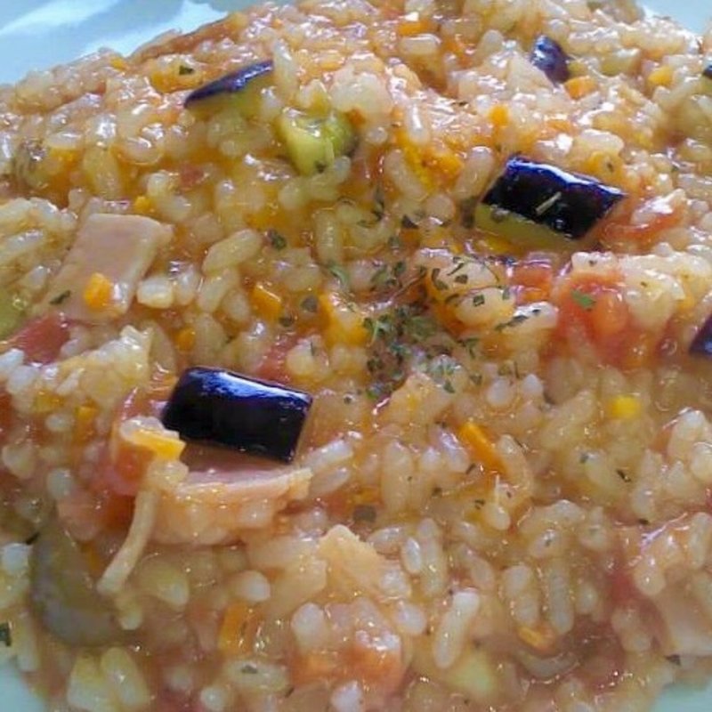 ナスとベーコンのトマトリゾット(ｃａｆｅＳｈｅｅｐ)