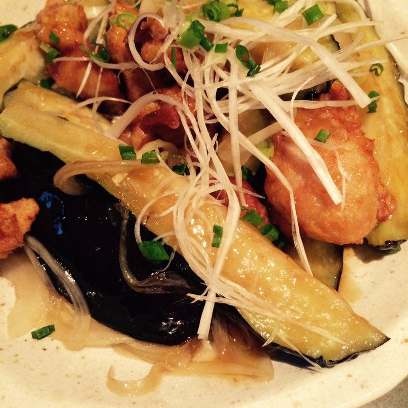 揚げ鶏とナスのあんかけ(桶家)