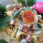 鮭とイクラのクリームパスタ