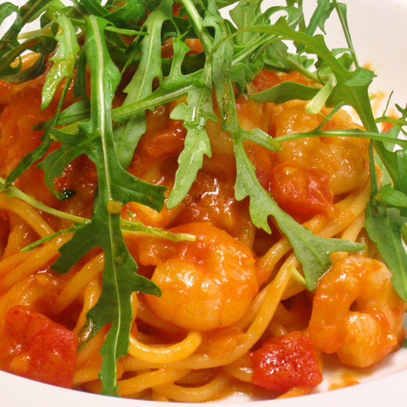海老とルッコラのトマトクリームパスタ(イタリアンダイニング カフェ ハーレーパーク)