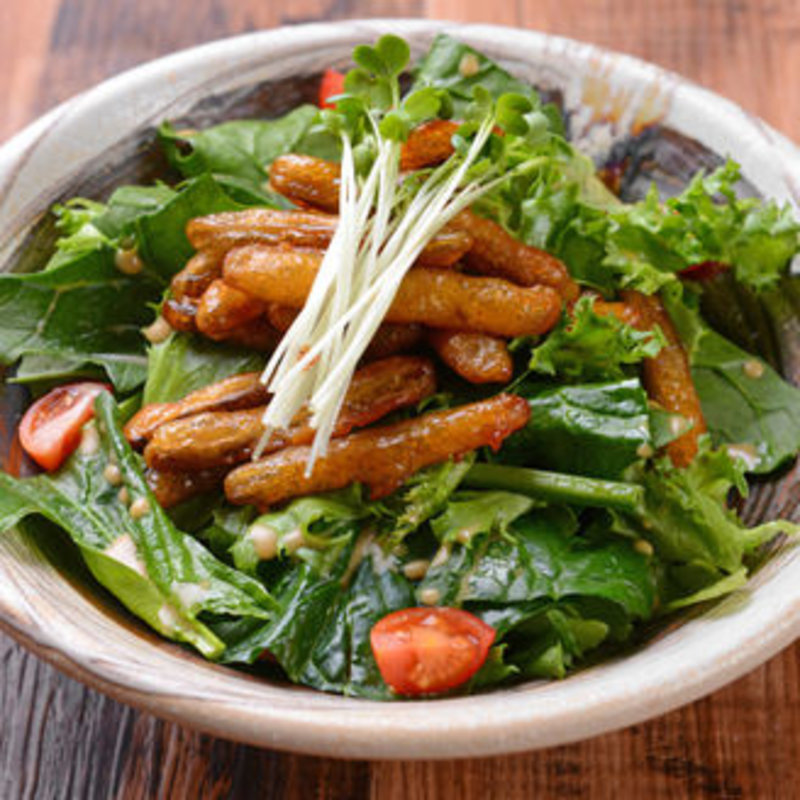 かりかりごぼうとほうれん草のサラダ(天然炭火焼鳥 鳥光國 スーク海浜幕張北口店)