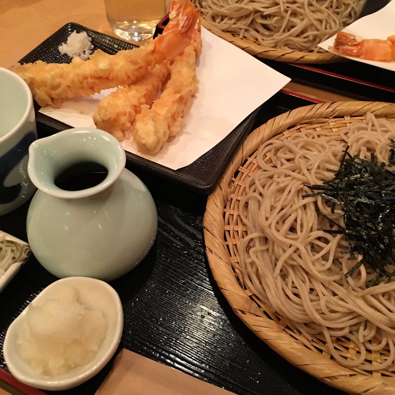 天ざる 蕎麦(車海老 3本)(手打蕎麦 松永)
