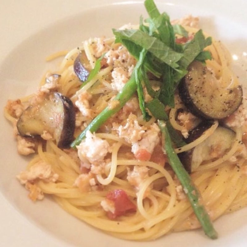 ひき肉インゲンパスタ梅ソース(カフェ エデン 江坂店)