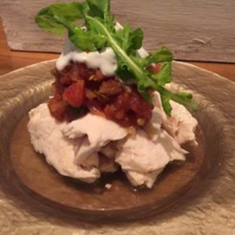 蒸し鶏のメキシカントマトサルサ(グラッシー （Glassy）)