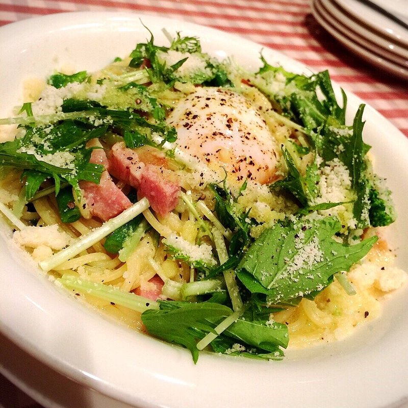 温泉卵のカルボナーラ(トラットリア カミーノ )