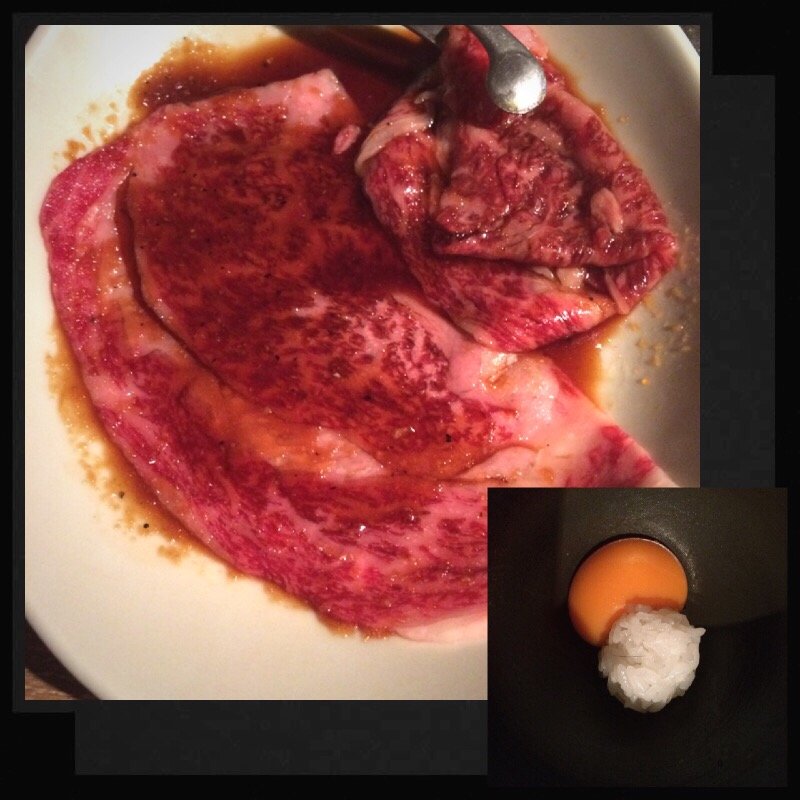 サーロインの焼きすき焼き（2枚）(表参道焼肉KINTAN)