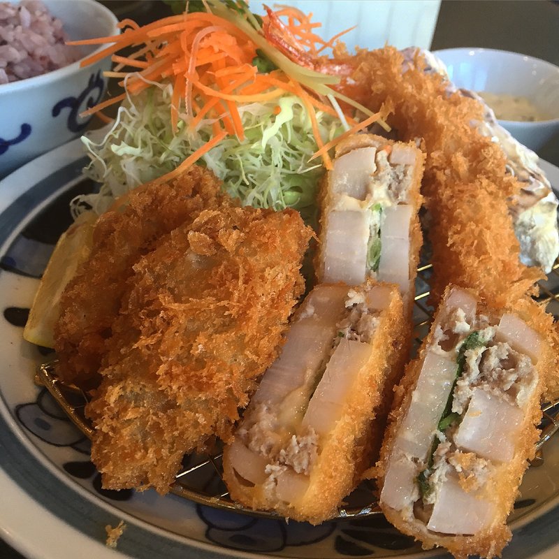 かきと蓮根のはさみかつ膳(とんかつ濵かつ 福岡前原店)