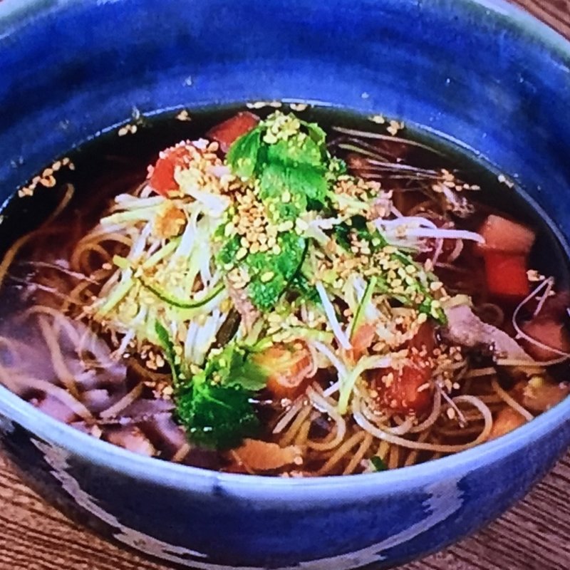 鴨と夏野菜の冷し蕎麦(紫野和久傳 大徳寺店 （むらさきのわくでん）)