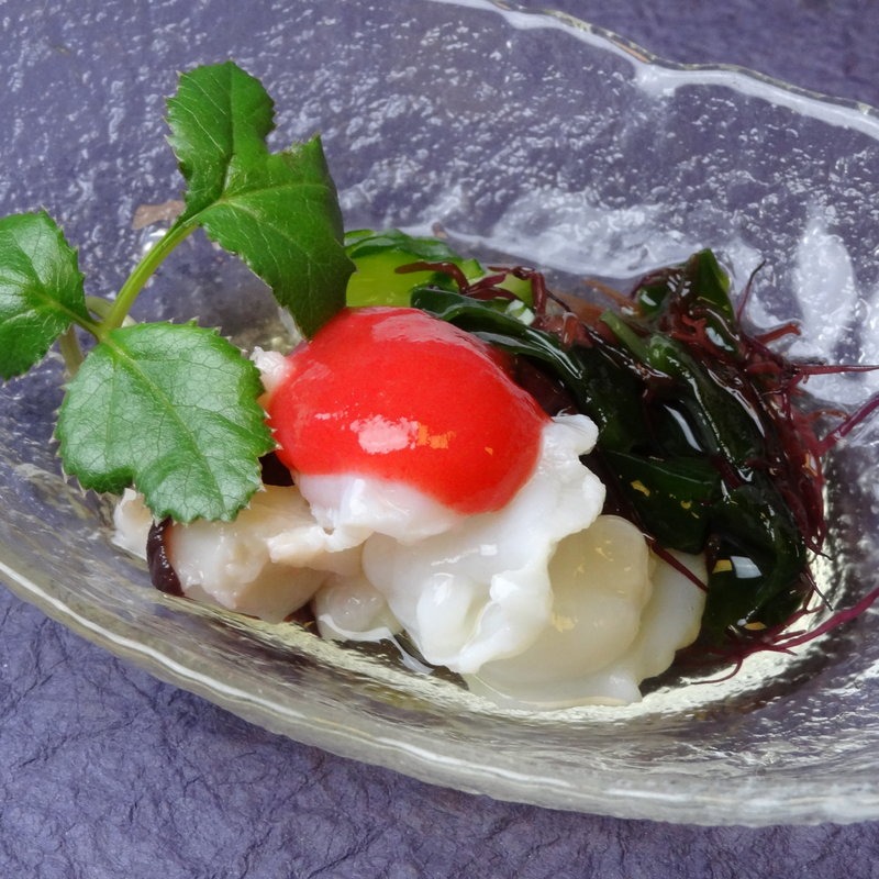 タコの梅肉和え(浅草 日本料理 もちづき)