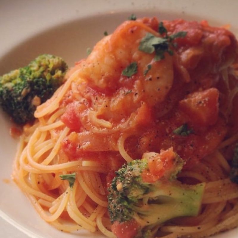海老とブロッコリーのトマトソース 柚子胡椒風味(カフェ エデン 江坂店)