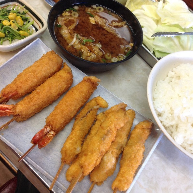 大海老アンド串かつ定食(菊井かつ)