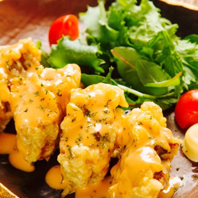 エビと豚肉の湯葉包み 柚子胡椒マヨネーズ(江戸三座)