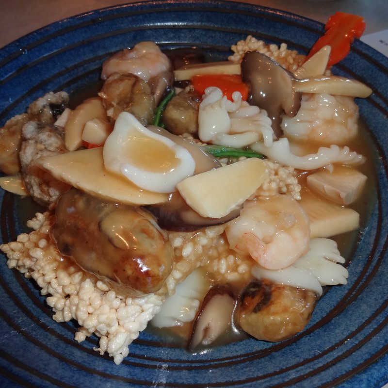 冬の名菜フェアのコース「広島産カキ入りおこげ」(名鉄菜館 （めいてつさいかん）)