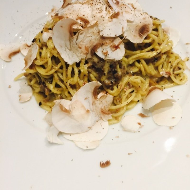 キノコミンチを和えた自家製生パスタ タリオリーニ(オステリア タナロ （OSTERIA TANARO）)